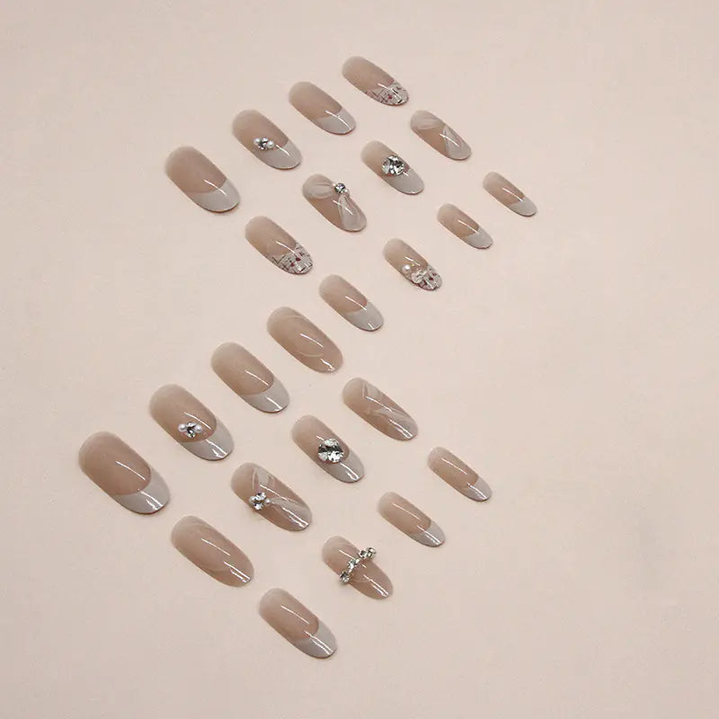Sweet Oval Diamond Pattern Press-On Nails