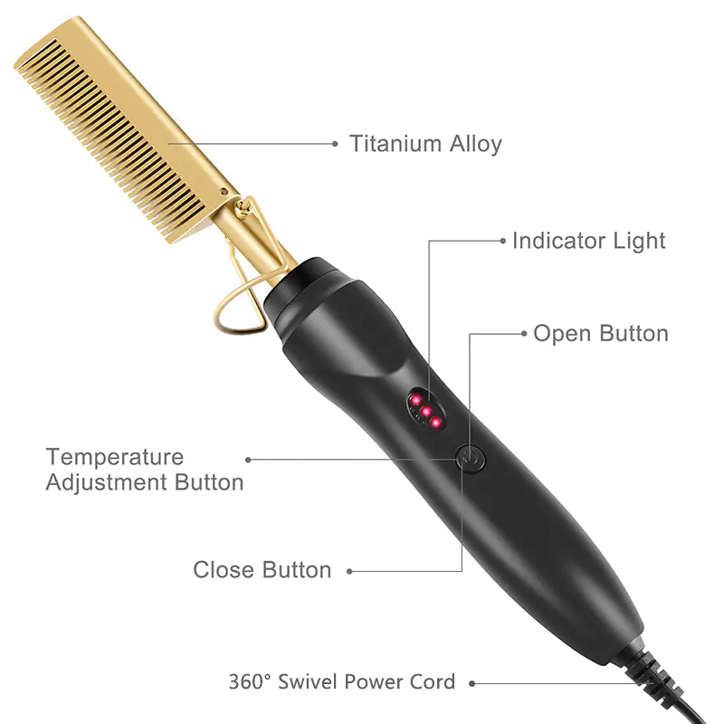 Dual-use Electric Heating Copper Hair Straightener Comb