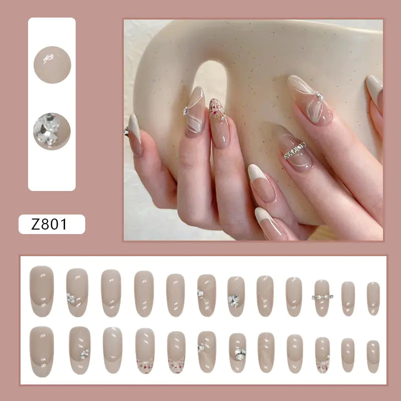 Sweet Oval Diamond Pattern Press-On Nails