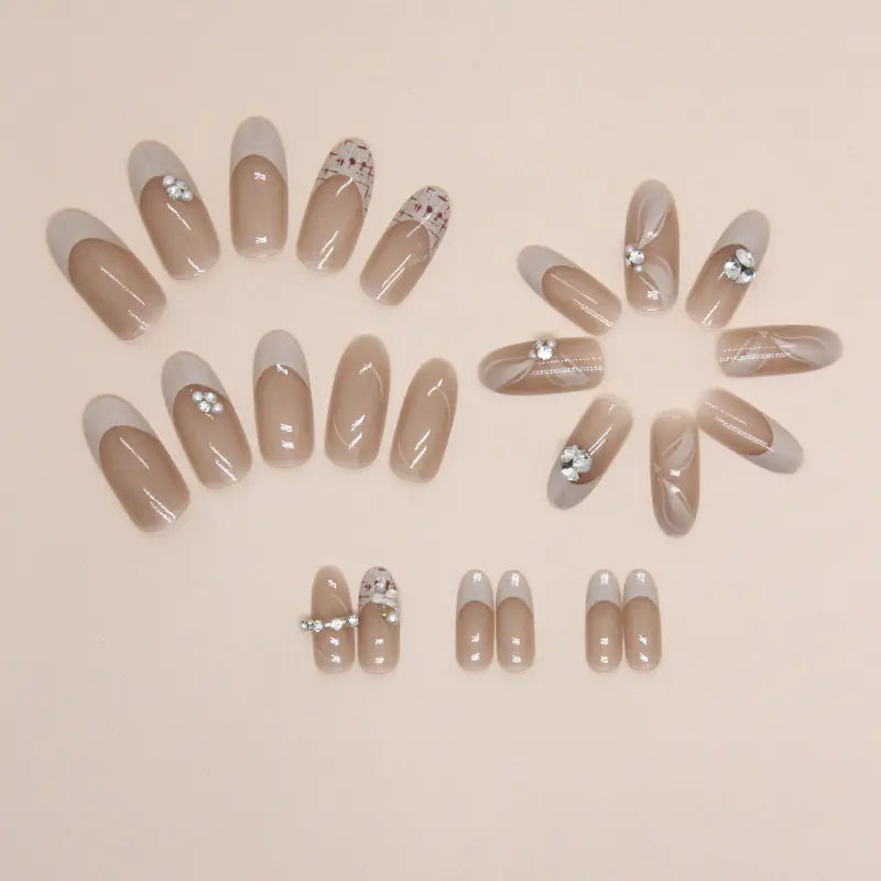 Sweet Oval Diamond Pattern Press-On Nails